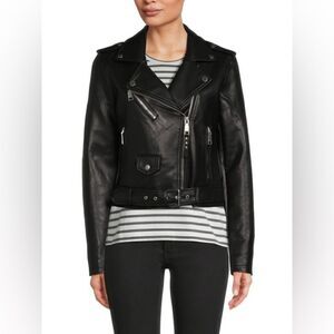 NWT Rebecca Minkoff Vegan Leather Black Crop Woman’s Moto Jacket. Size Medium.